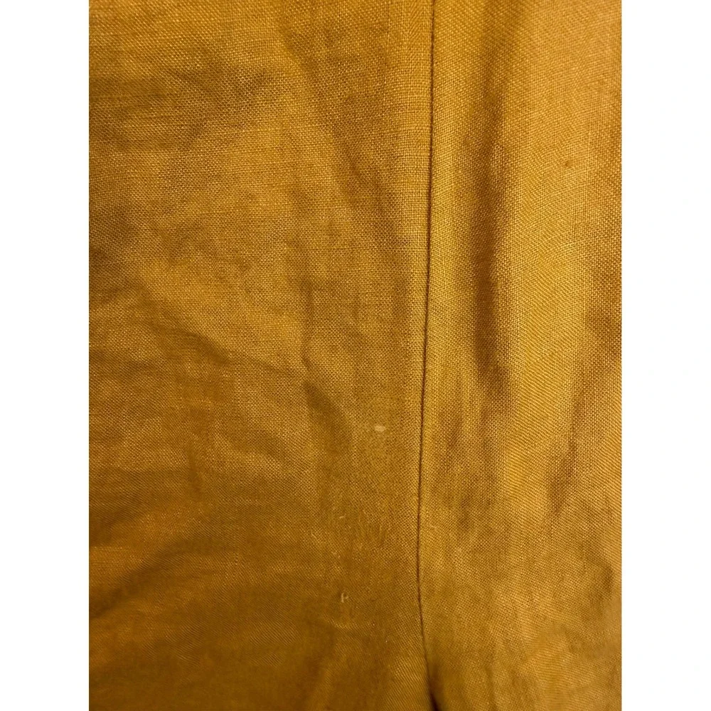 Aritzia Wilfred Mustard Yellow 100% Linen Halter Wide Leg Jumpsuit Womens 2